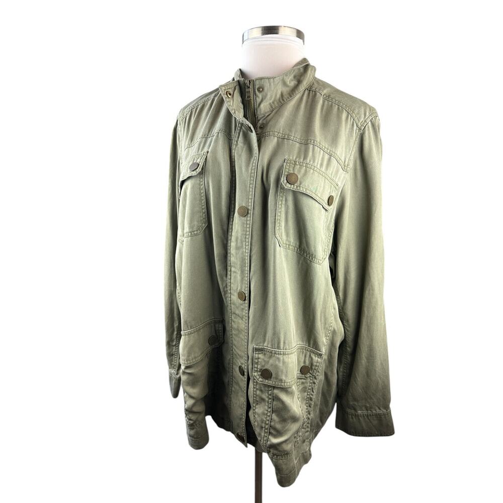 Lane Bryant Army Green Chambray Feel Utility Jacket Women's Plus Size 26/28 - Picture 7 of 14